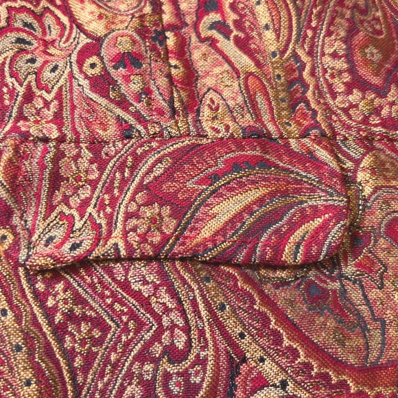 Vintage CJ Banks Womens 2X Plus Size Paisley Tapestry Vest Zip Up Red Gold Boho - Picture 8 of 13